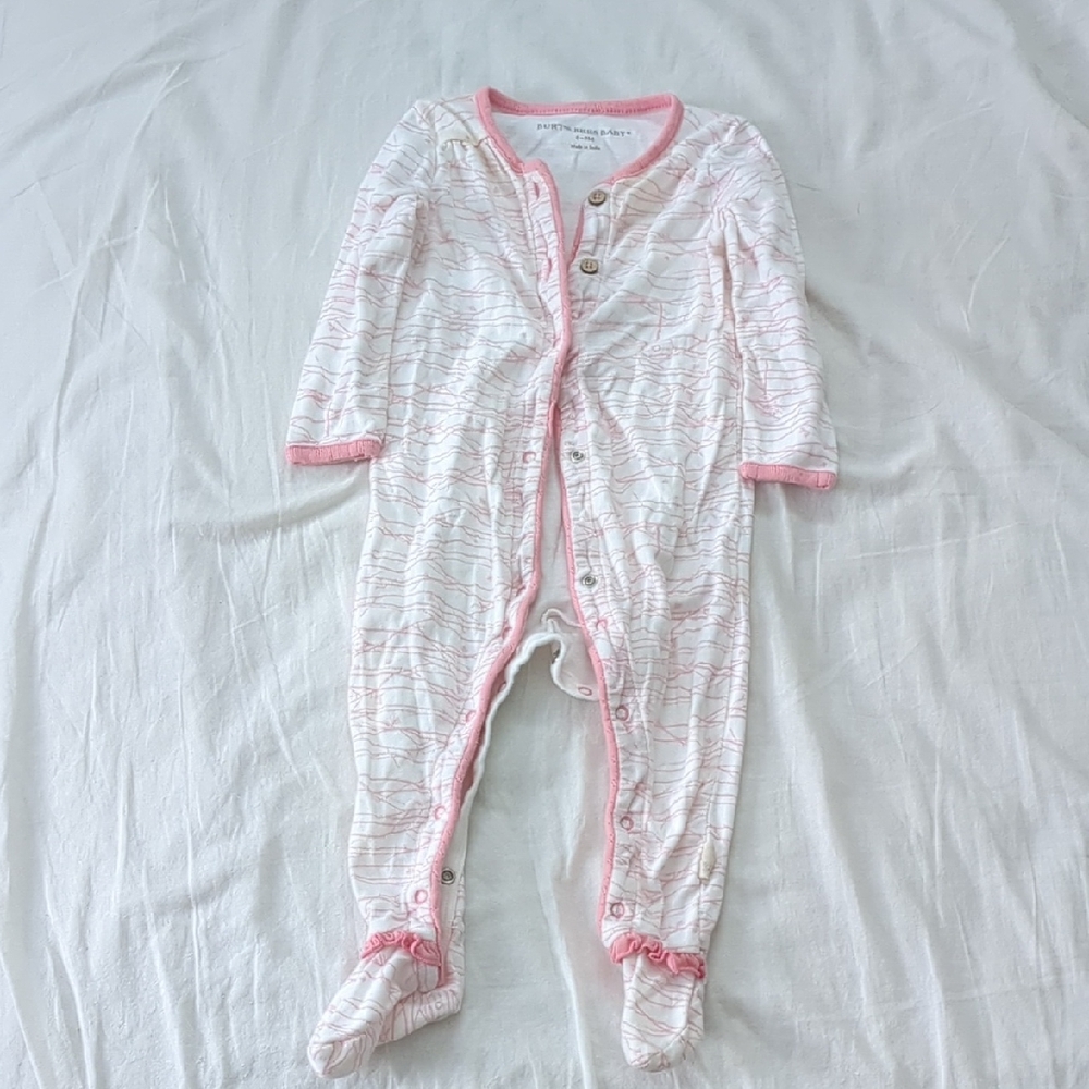 Burt's Bees Baby Pink and White Cozy Footies